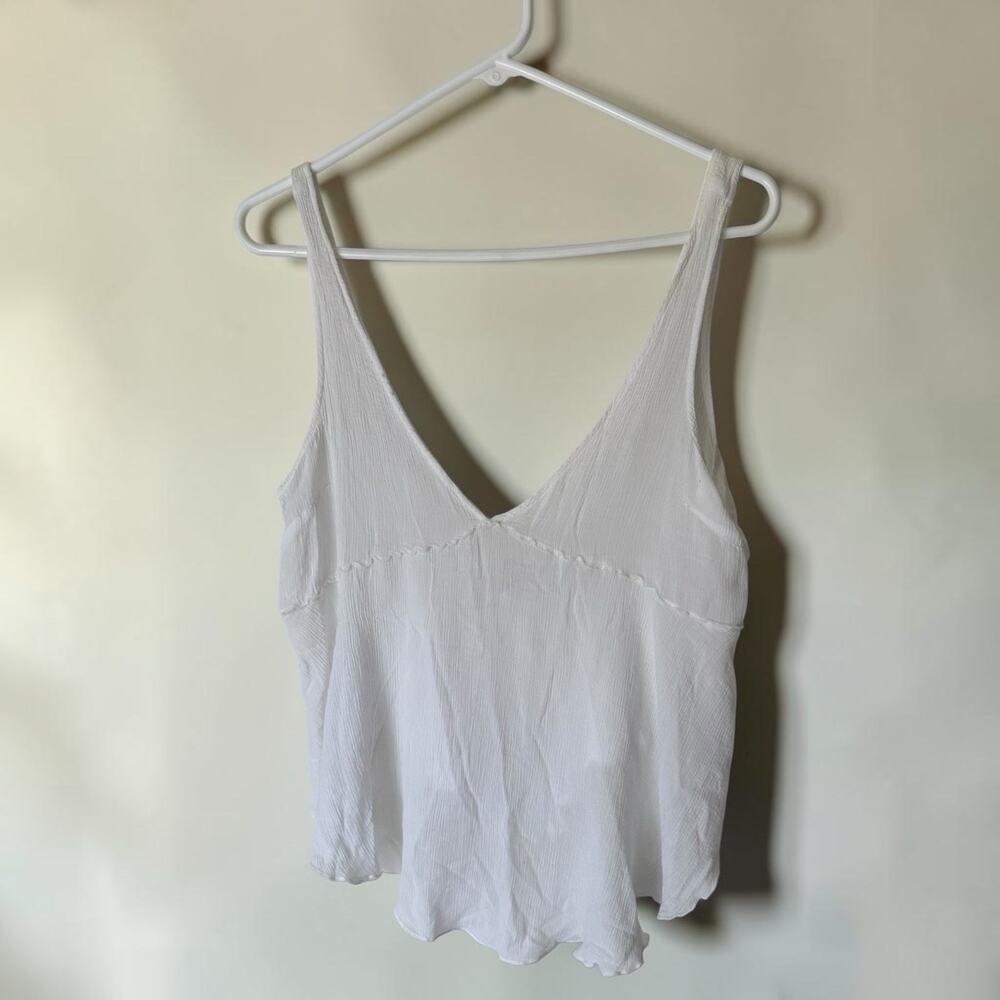 Intimately Free People White Sheer Flowy Tank Top Womens Size L Boho